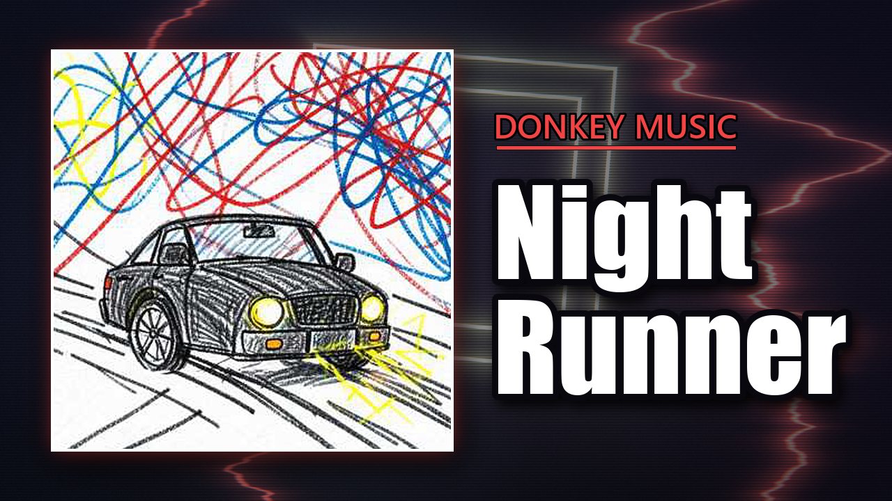 Miniatyr: omslaget med en ritad bil till vänster och titeln Night Runner i stora bokstäver till höger